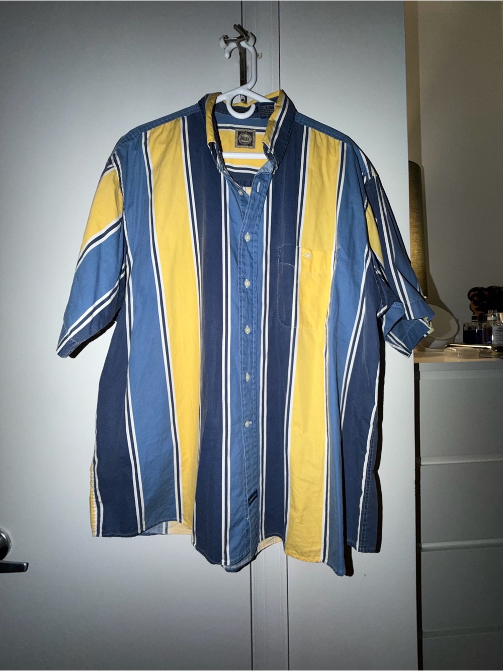 G.H. Bass & Co. Short-Sleeve Vertical Stripe Shirt in Navy & Yellow